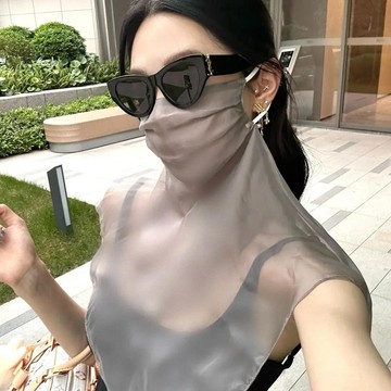 好物精選 面紗夏季戶外防紫外線薄款騎行面罩細紗遮陽護頸絲巾 壹灣寄出 防曬面罩 冰絲防曬面罩 脖子防曬