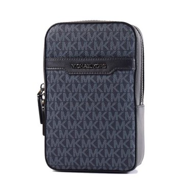 MICHAEL KORS 男款 COOPER 緹花LOGO拉鍊單肩背胸包-藍色