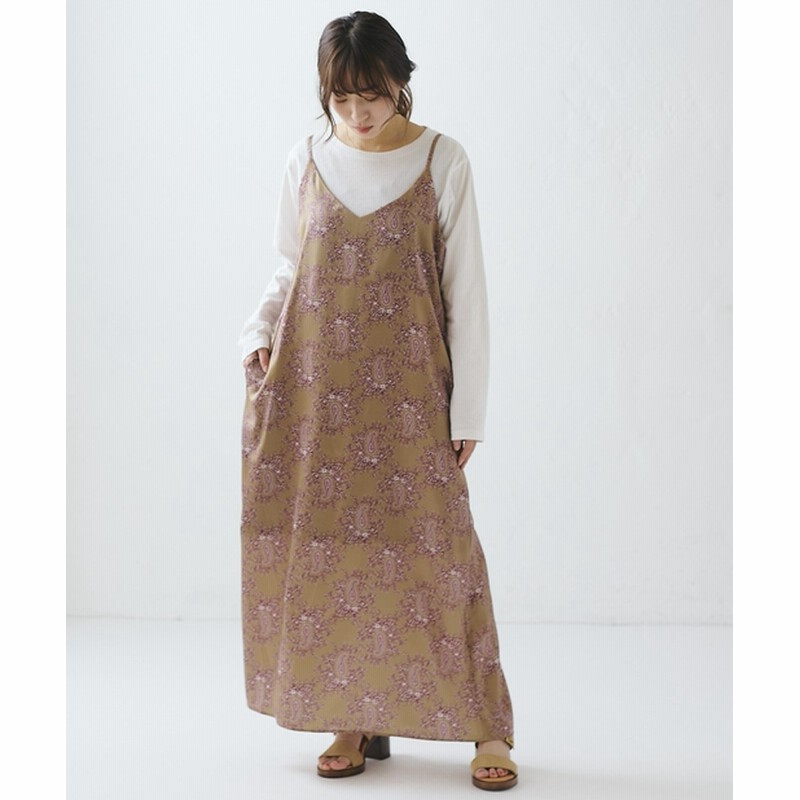 ペイズリー柄ロングサテンキャミワンピース 通販 Lineポイント最大1 0 Get Lineショッピング
