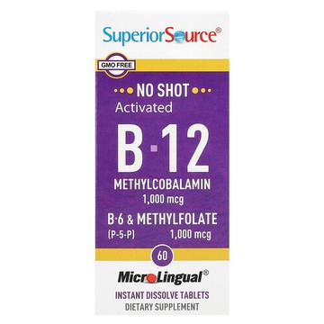 Superior Source, 活性 B-12 甲鈷胺、B-6（P-5-P）和甲基葉酸，60 片 MicroLingual® 速溶片