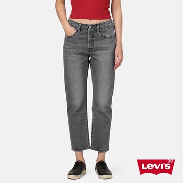 Levis 女款 501高腰合身直筒牛仔長褲 / 精工灰色石洗 / 及踝款 彈性布料