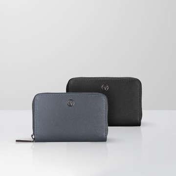 【免費升級送禮包裝】卡西安 拉鍊零錢包-黑色/藍色/VA134W013