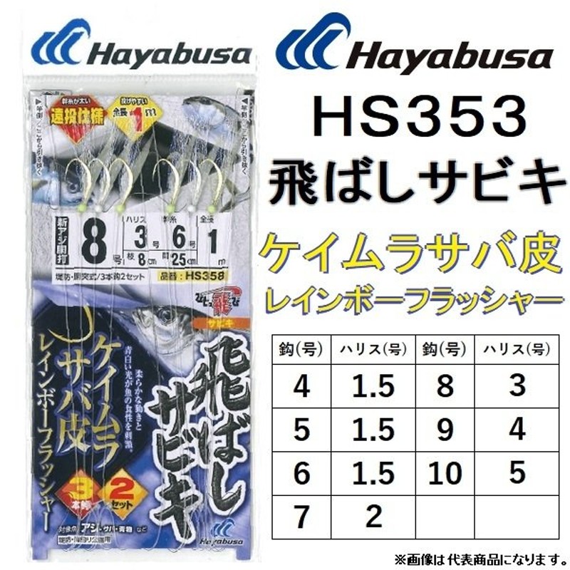 ハヤブサ/Hayabusa 飛ばしサビキ ツイストケイムラレインボー HS358 堤防・胴突式 3本鈎2セット 堤防サビキ アジ・青物用サビキ(メール便対応)  通販 LINEポイント最大0.5%GET | LINEショッピング