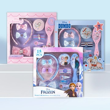迪士尼兒童髮飾裝扮15件組禮盒 冰雪奇緣 小飛象 瑪麗貓 生日禮物 女孩禮物(一個髮圈算一件)