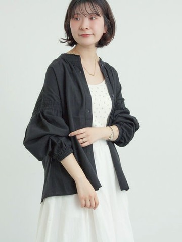 甜美荷葉褶邊立領排釦襯衫(0F001607710) - Samansa Mos2