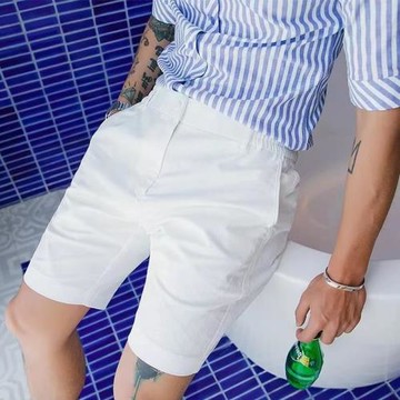 短褲男士夏季網紅英倫風西裝五分褲韓版修身百搭白色薄款休閑中褲