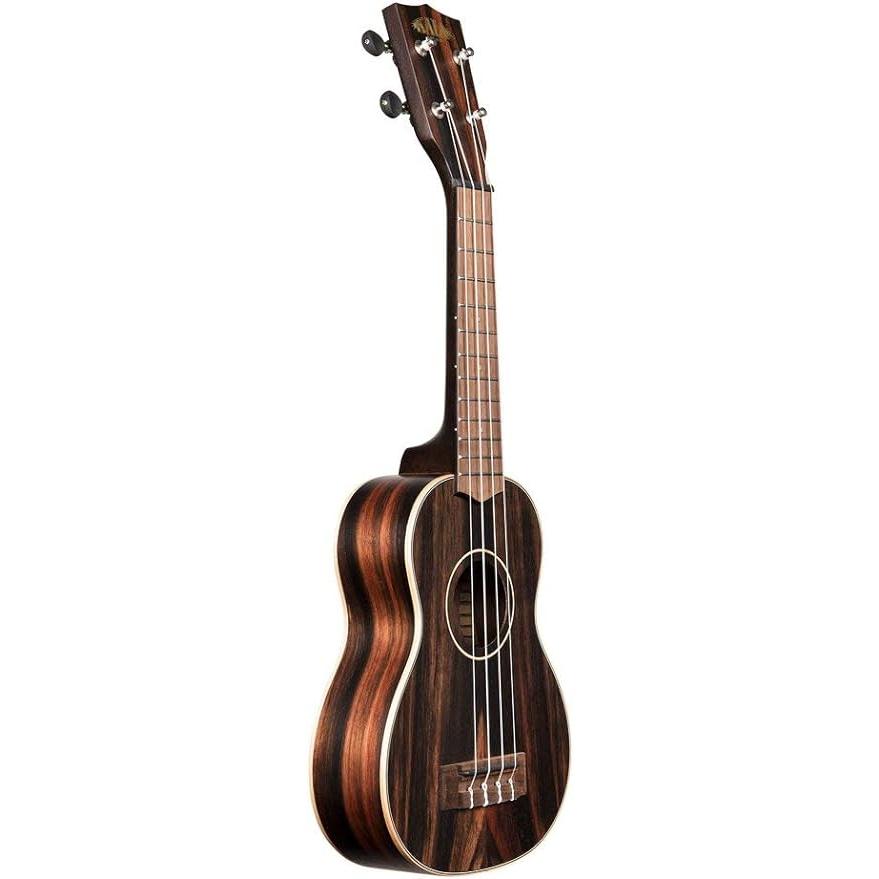 Kala KA-EBY-S Soprano Striped Ebony Satin Finish Ukulele w Tuner