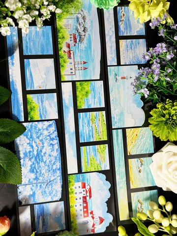 晴光漫海 PET 紙膠帶 白墨貝殼光 10米卷