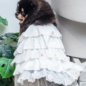 白色疊層連衣裙