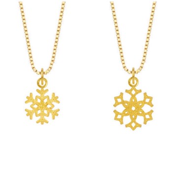 藏寶箱金飾 9999黃金純金 墜子/項鍊/鎖骨鍊 雪花 冬天 下雪