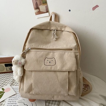 免運🔮書包女韓版ins燈芯絨學院風少女原宿ulzzang初中高中學生雙肩包女側背包 斜背包 肩背包 托特包 水桶包 通