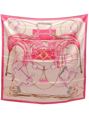 Hermès Pre-Owned - 2010s carres 90 Projets Carres au Crayon silk scarf - women - Silk - One Size - Pink
