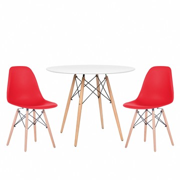 E-home Galan加蘭北歐一桌二椅套組-EMS幅80cm-七色可紅色