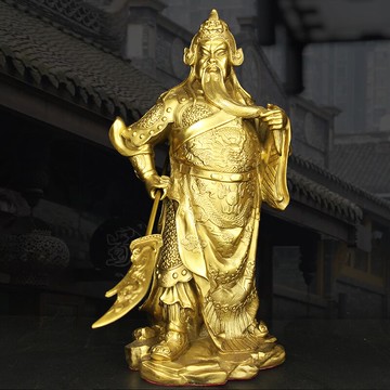 純銅關公擺件關羽關二爺銅像武財神關公像 大刀 高1米 特大號