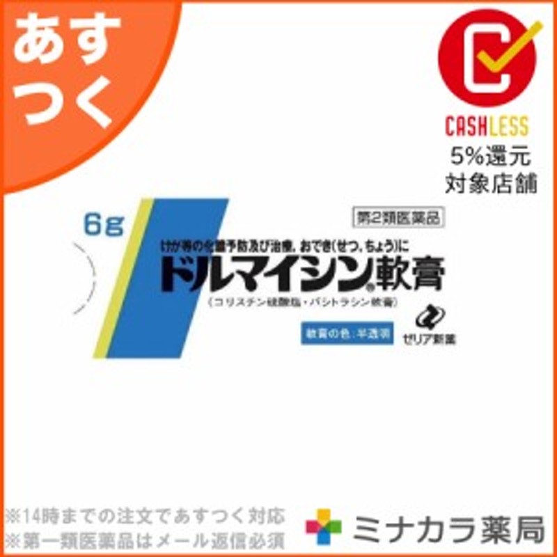 第2類医薬品 ドルマイシン軟膏 6g 火傷 ケガなどによる皮膚の化膿の治療や化膿の予防に 抗生物質 市販薬 送料無料 通販 Lineポイント最大1 0 Get Lineショッピング