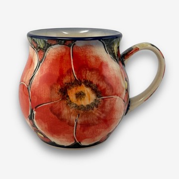 波蘭手繪手工陶-胖胖杯 350ml 赤霞花語系列