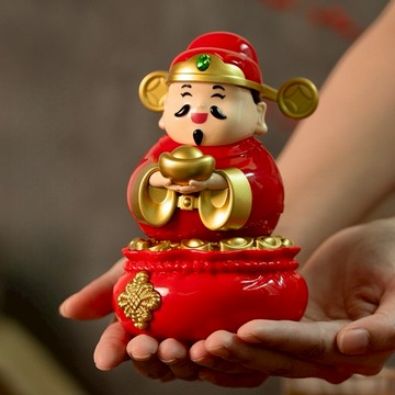 🐎新年快樂🔜 快速出貨【招財貓的家】6寸太陽能搖擺財神爺擺件 生日禮物 開業禮物 開運 招財 喬遷禮物 交換禮物