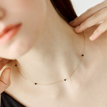 【ete】K10YG  黑玉髓跳躍排列項鍊