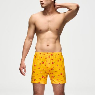 Mr.DADADO-富貴橙香 4L印花四角男內褲-絲光針織棉(黃色)GHQ605YE