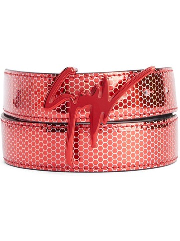 Giuseppe Zanotti - Giuseppe lizard skin-effect belt - men - Polyester/Polyurethane - One Size - Red