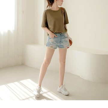 率性抓破刷色抽鬚牛仔短褲 OB嚴選 《BA2242-》