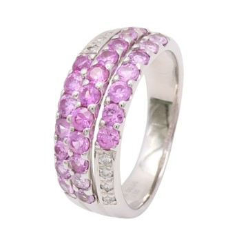 JEWELRY 無品牌珠寶 戒指 #54 粉紅藍寶石 鑽石 18K白金 【二手名牌BRAND OFF】