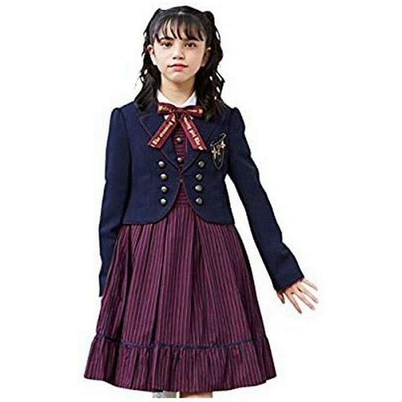 Chopin ショパン 卒業式 小学生 スーツ 女の子 ボリュームストライプワンピースアンサンブル 6001 2566 ネイビー 160 通販 Lineポイント最大get Lineショッピング