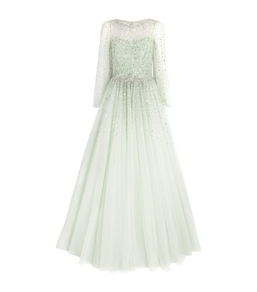 Jenny Packham Tulle Crystal-Embellished Saar Gown