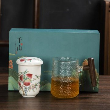 陶瓷杯子帶蓋過濾茶水分離三件套玻璃手柄花茶杯家用辦公室個人杯