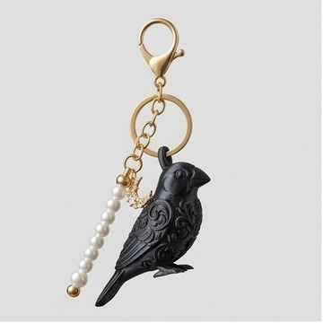 文鳥・白文鳥鑰匙圈 迷你模型 絲滑黑