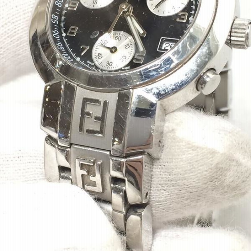 フェンディ 腕時計 オロロジ クロノグラフ デイト ズッカ 黒文字盤