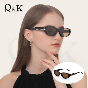 【Q&K】高級感貓眼偏光太陽眼鏡/暮茶棕/復古經典款/TR90輕量材質 抗UV400/精品款穿搭