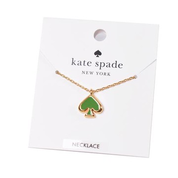 KATE SPADE 琺瑯桃心鎖骨鍊-深綠