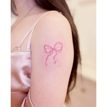 「串珠蝴蝶結」 紋身貼紙 微刺青 IG 小清新 小心機 卡通 紋身貼 小紅書同款 可愛 抖音 超美 性感 網紅 設計款