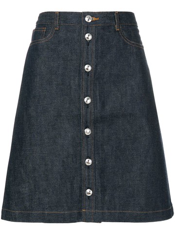 A.P.C. - buttoned denim skirt - women - Cotton - 38 - Blue