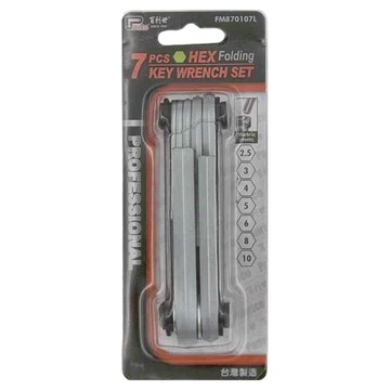 PANRICO 百利世 折疊式六角扳手7件組 鉻釩合金鋼 高扭力 倒角處理 規格2.5-10mm  1組