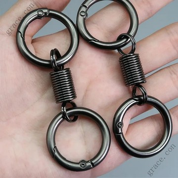✨新品特價/免運促銷#【精工高貨】彈簧雙圈鑰匙扣工業設計感個性鑰匙扣掛件金屬鑰匙鏈