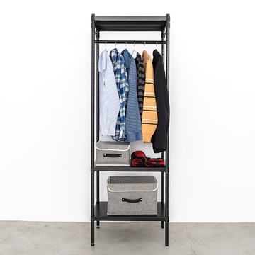 dayneeds 極致工藝 60x35x180cm三層單桿衣櫥(烤漆黑) 鐵架衣櫥/掛衣架/衣物收納