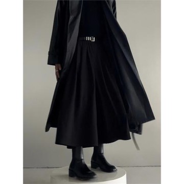 黑色闊腿裙褲春秋季新款小眾設計感日系休閑西裝褲寬松垂感九分褲