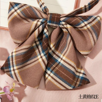 日系韓版女土黃藍格紋領花學院風免打jk領結蝴蝶結畢業領帶水手服