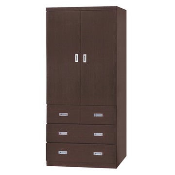 文創集 米夏 時尚2.7尺二門三抽衣櫃/收納櫃(三色可選+內附穿衣鏡面)-81.3x60x202.2cm免組