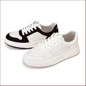 【Robinlo】真皮休閒小白鞋 休閒鞋 小白鞋(Selby 復古黑白拼接) 奶霜白/ 酷黑白