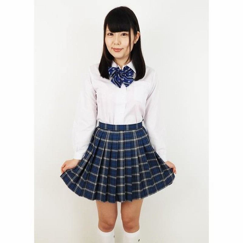 青チェックスカート （30cm丈 ウエスト60〜85cm No.7413 青×水色