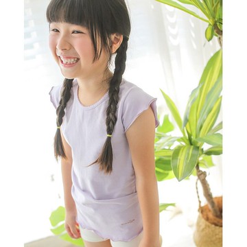 舒適彈性短袖上衣-粉紫