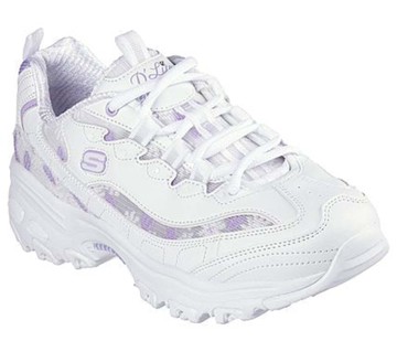 SKECHERS DLITES 休閒鞋 女 小花 休閒鞋 老爹鞋 復古 女 白紫色 150234WLV