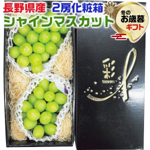 お歳暮 長野県産 シャインマスカット２房 化粧箱 予約｜ 長野県産シャインマスカット４００ｇ×２｜高級ぶどう 果物 …