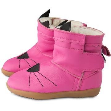 英國 shooshoos 健康無毒真皮手工童鞋/靴子_ 桃紅貓咪_102767 (公司貨)