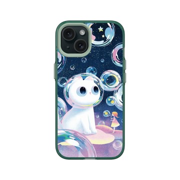 iPhone 15 Clear 憂墨綠 - Little Oil Art 小油画 - 泡泡宇宙