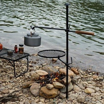 戶外野營焚火燒烤架露營烤火盤野炊家用BBQ篝火鐵藝圓形燒烤盤