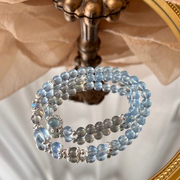 【龍騰彩岩】 開運好心情 純銀 海藍寶 月光石 手鍊 手珠 氣場好起來 能量滿滿滿 舒壓健康石 穿戴好搭配 穿搭聖品